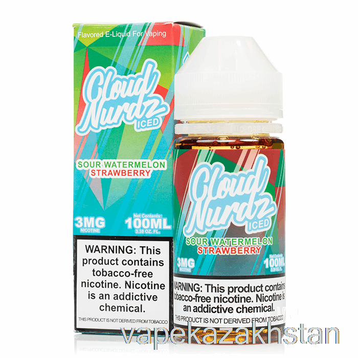 Vape Kazakhstan ICE Sour Watermelon Strawberry - Cloud Nurdz - 100mL 0mg